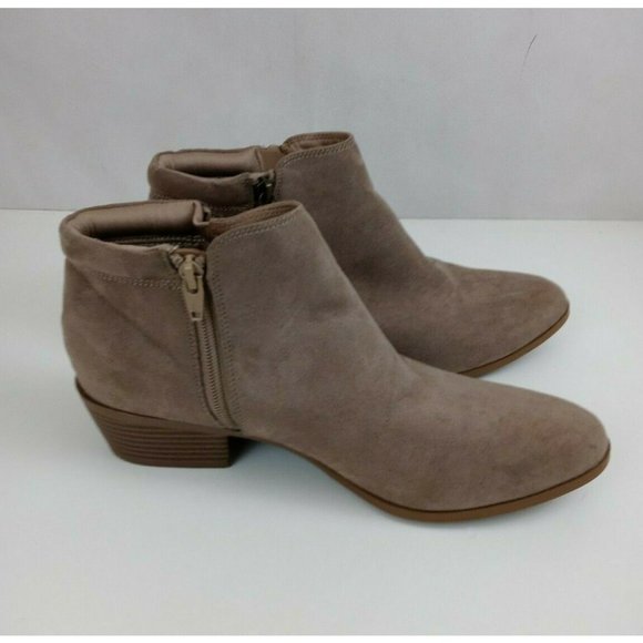 Mossimo Tan Faux Suede Double Side Zip Ankle Boots Size 9.5 - Picture 5 of 10